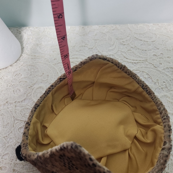 Vintage 1960s Leopard Pillbox Hat Rhinestone Fur Accent Jackie Kennedy Style